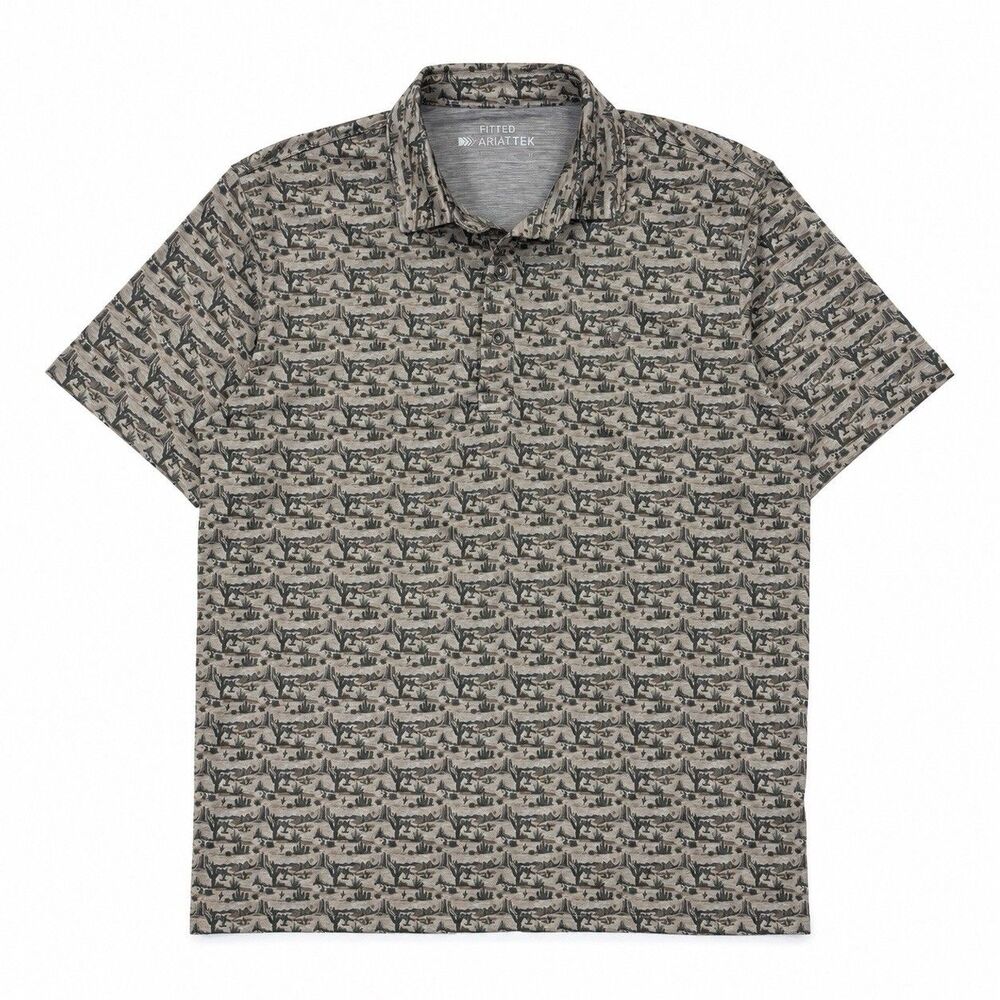 Ariat AriatTEK Polo Mens Small Desert Cactus Print Fitted Western Performance